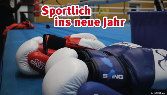 Boxhandschuhe im Ring als Zeichen für sportliche Vorsätze im neuen Jahr