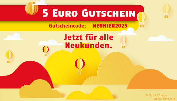 Abstrakte Heißluftballons, Wolken, Landschaft im Hintergrund vom 5 Euro-Neukundengutschein von LOTTO Mecklenburg-Vorpommern